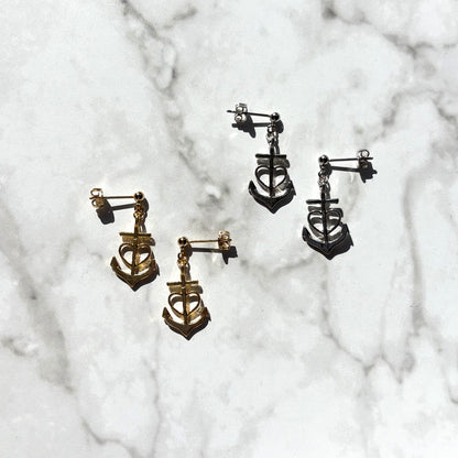 HEART ANCHOR EARRINGS