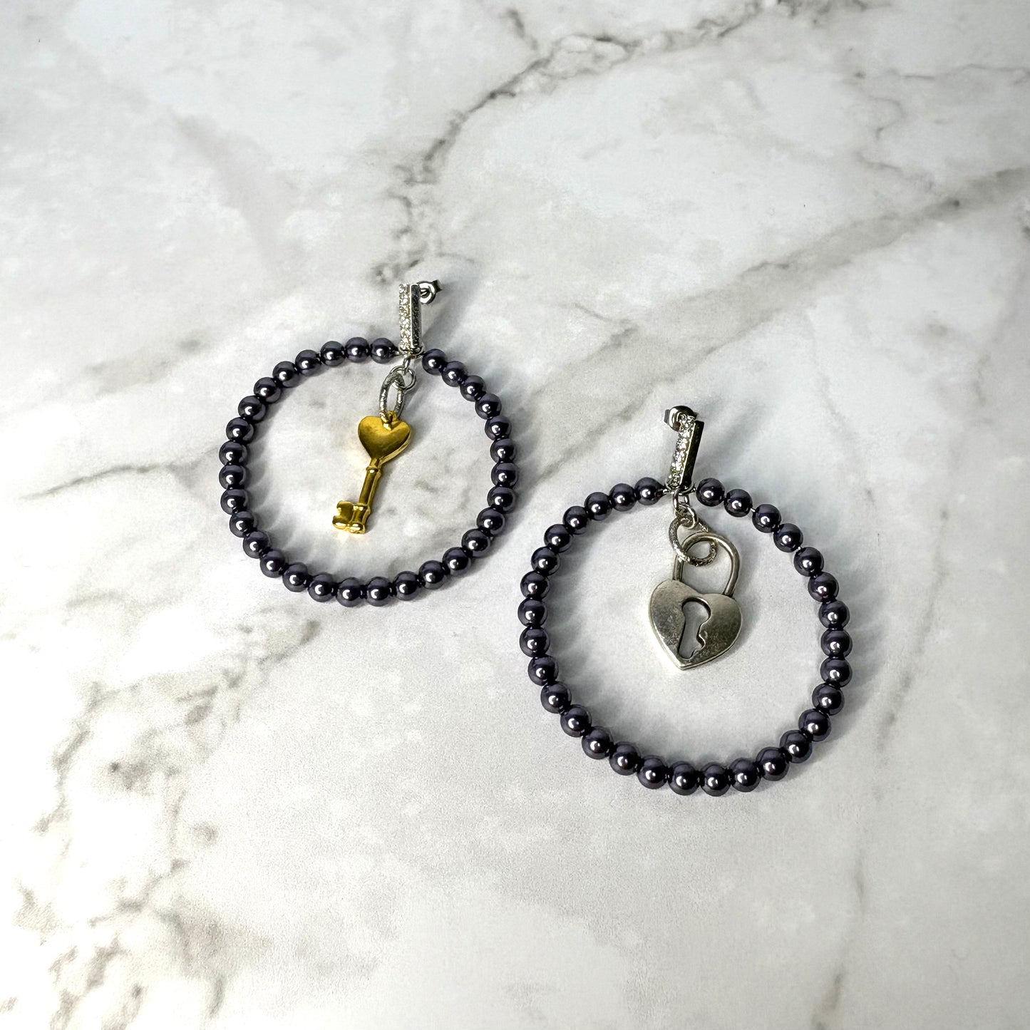 VORHÄNGESCHLOSS-PERLEN-CREOLEN