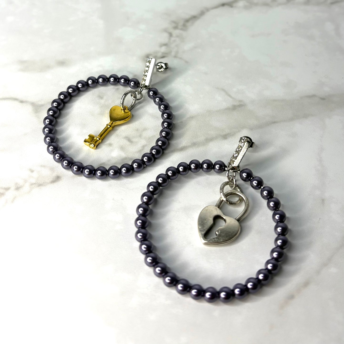 VORHÄNGESCHLOSS-PERLEN-CREOLEN