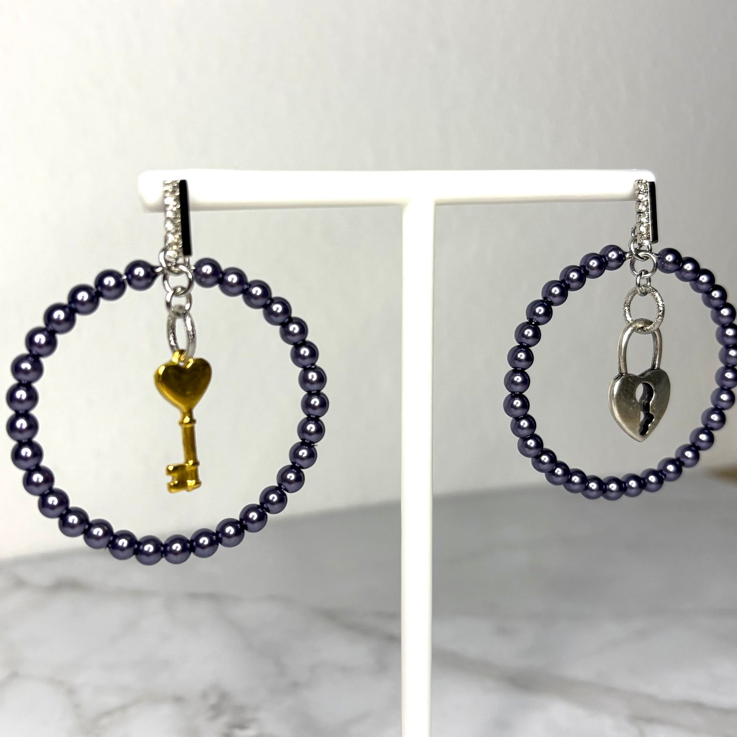 Vorhängeschloss-Perlen-Creolen